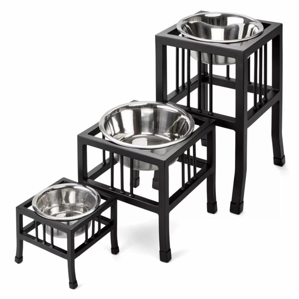 Orvis Bowls, Feeders & Food Storage | Black Steel Raised Single Feeder - Dogs