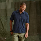 Orvis Button-Down Shirts | Bromley Knit Button-Down Short-Sleeve Shirt True Navy - Men