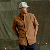 Orvis Button-Down Shirts | Garment-Dyed Poplin Short-Sleeve Shirt Field Khaki - Men