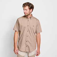 Orvis Button-Down Shirts | Men’s Short-Sleeved Featherweight Shooting Shirt Blaze Sand - Men/Hunt