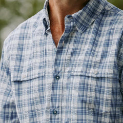 Orvis Button-Down Shirts | Men's Open Air Caster Plaid Long-Sleeve Shirt True Navy/white - Men/Fly Fishing