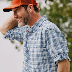 Orvis Button-Down Shirts | Men's Open Air Caster Plaid Long-Sleeve Shirt True Navy/white - Men/Fly Fishing