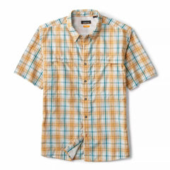 Orvis Button-Down Shirts | Men's Open Air Caster Plaid Short-Sleeve Shirt Tangerine/peacock - Men/Fly Fishing
