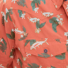 Orvis Button-Down Shirts | Men's River Guide Western Print Short-Sleeve Shirt 2.0 Papaya Tarpon - Men