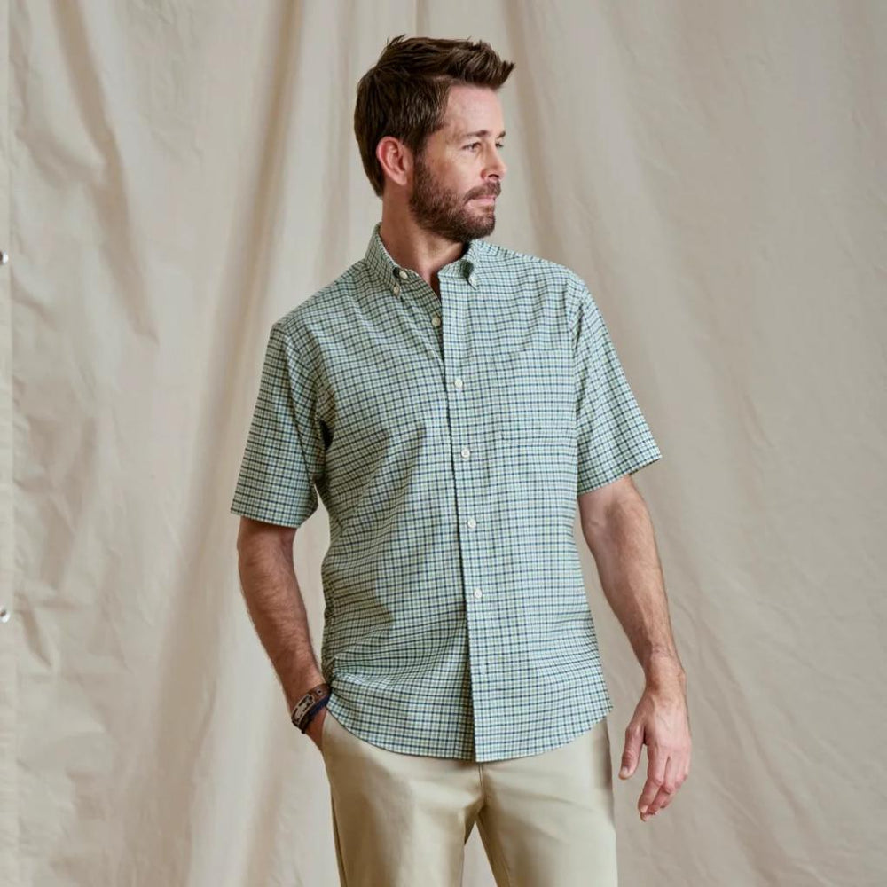 Orvis Button-Down Shirts | No-Work Short-Sleeve Shirt Blue Lagoon/aloe - Men