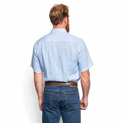 Orvis Button-Down Shirts | Pure Linen Short-Sleeve Shirt Light Blue - Men