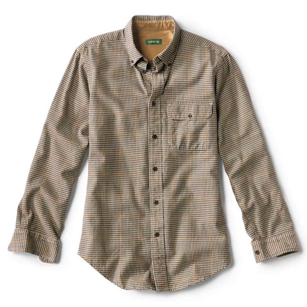Orvis Button-Down Shirts | Spencer Houndstooth Pure Cotton Shirt Tan/navy - Men