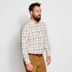 Orvis Button-Down Shirts | Spencer Houndstooth Pure Cotton Shirt Tan/navy - Men
