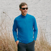 Orvis Performance Shirts | Men's Sun Defense 1/4-Zip Pacific Blue - Men/Fly Fishing
