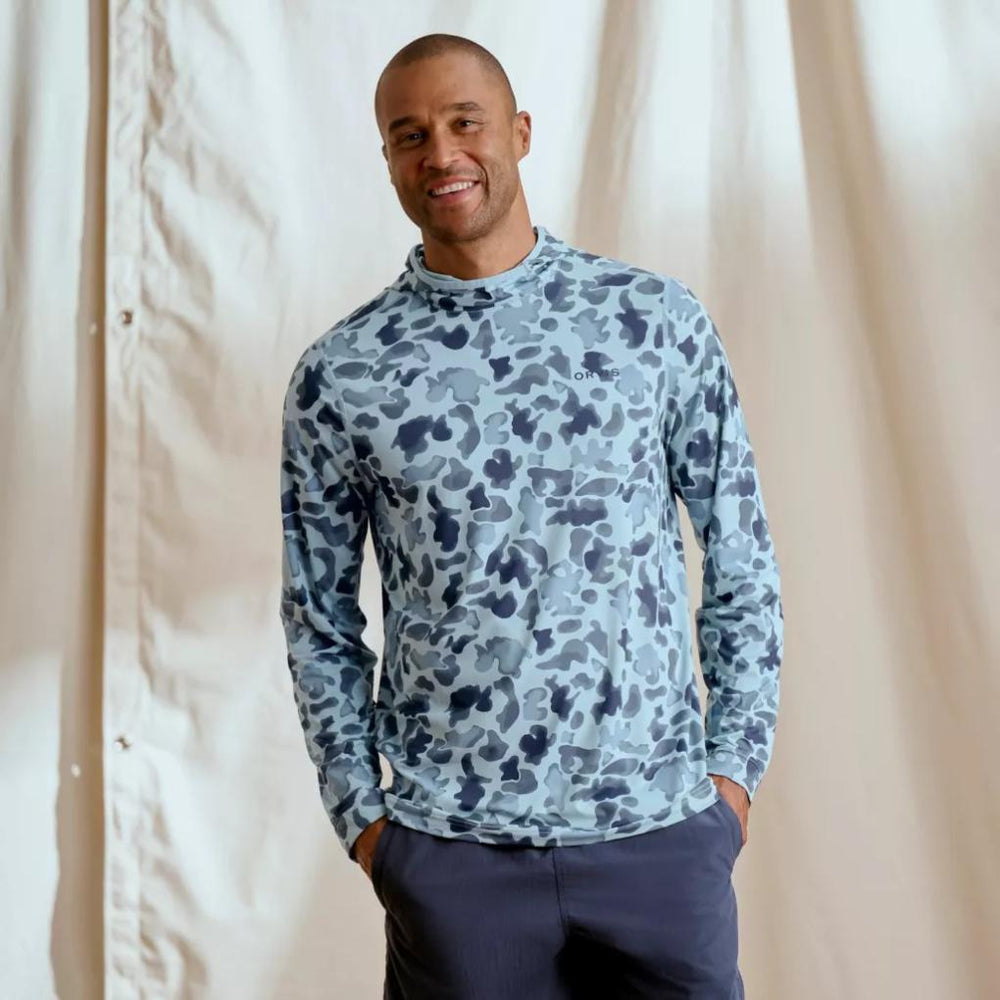 Orvis Performance Shirts | Men's Sun Defense Hoodie Blue Watercolor Camo - Men/Fly Fishing