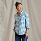 Orvis Shirts & Tops | Everyday Lightweight Plaid Long-Sleeve Boyfriend Shirt Indigo Gingham - Women