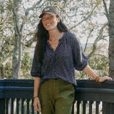Orvis Shirts & Tops | Lightweight Blouson-Sleeve Shirt Navy Ditsy Tulip - Women
