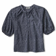 Orvis Shirts & Tops | Lightweight Blouson-Sleeve Shirt Navy Ditsy Tulip - Women