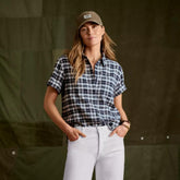 Orvis Shirts & Tops | Performance Linen Short-Sleeve Camp Shirt Navy Plaid - Women