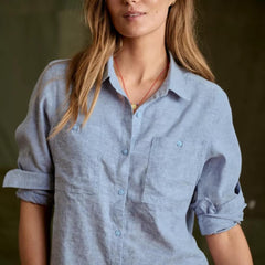 Orvis Shirts & Tops | Performance Linen Tunic Dusty Blue Chambray - Women