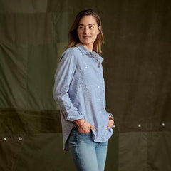 Orvis Shirts & Tops | Performance Linen Tunic Dusty Blue Chambray - Women