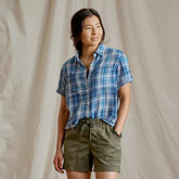 Orvis Shirts & Tops | Plaid Gauze Short-Sleeve Camp Shirt True Navy/red Clay Plaid - Women