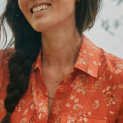 Orvis Shirts & Tops | Washable Silk Long-Sleeve Shirt Papaya Floating Floral - Women
