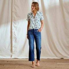 Orvis Shirts & Tops | Washable Silk Short-Sleeve Camp Shirt Peacock Floating Floral - Women
