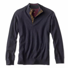 Orvis Sweaters | Merino Button Mockneck Sweater Navy - Men