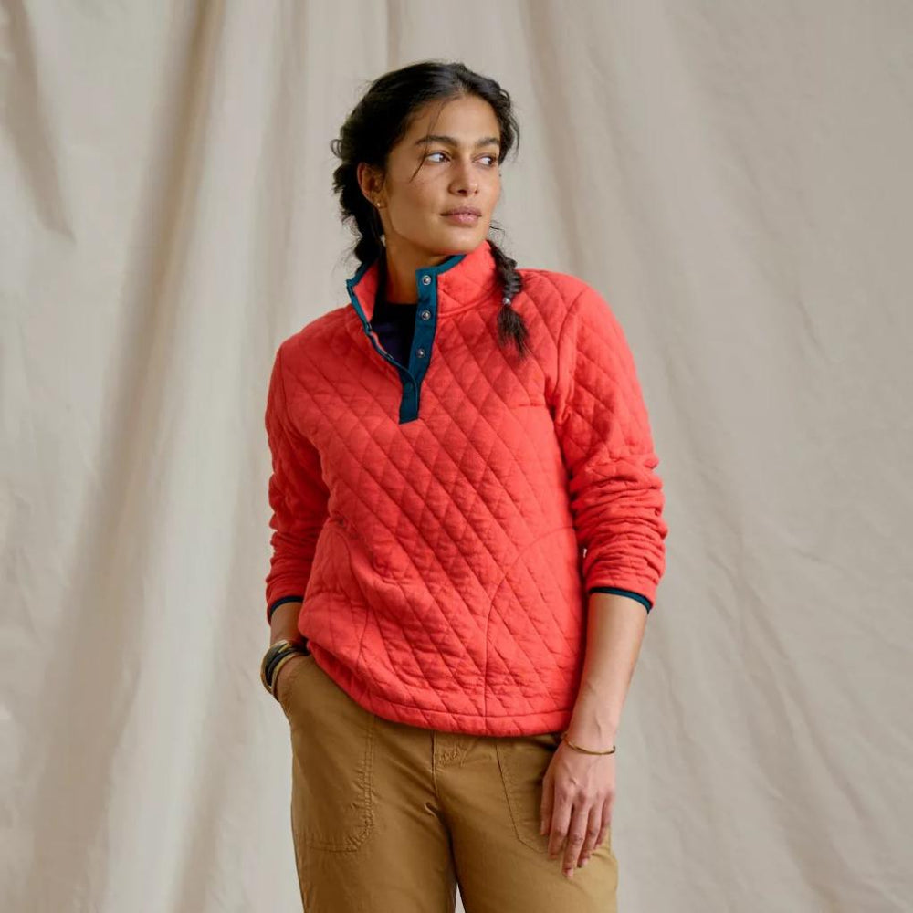 Orvis Sweatshirts | Outdoor Quilted 1/4-Snap Sweatshirt Papaya - Women