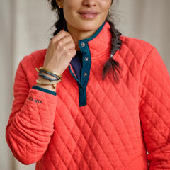 Orvis Sweatshirts | Outdoor Quilted 1/4-Snap Sweatshirt Papaya - Women