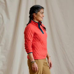 Orvis Sweatshirts | Outdoor Quilted 1/4-Snap Sweatshirt Papaya - Women