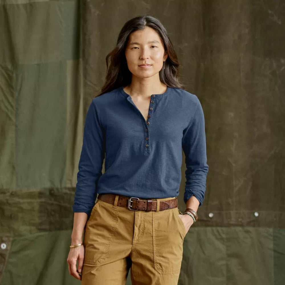 Orvis Tees | Bromley Slub Long-Sleeve Henley True Navy - Women