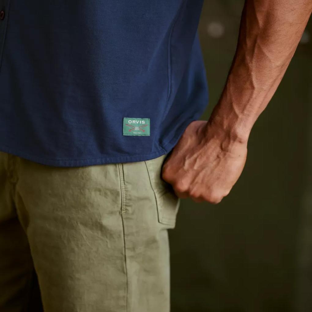 Orvis Button-Down Shirts | Bromley Knit Button-Down Short-Sleeve Shirt True Navy - Men