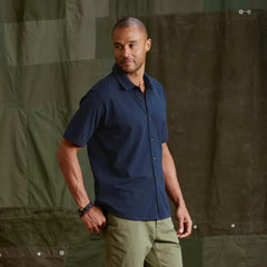 Orvis Button-Down Shirts | Bromley Knit Button-Down Short-Sleeve Shirt True Navy - Men