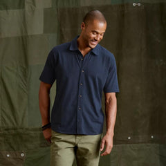 Orvis Button-Down Shirts | Bromley Knit Button-Down Short-Sleeve Shirt True Navy - Men
