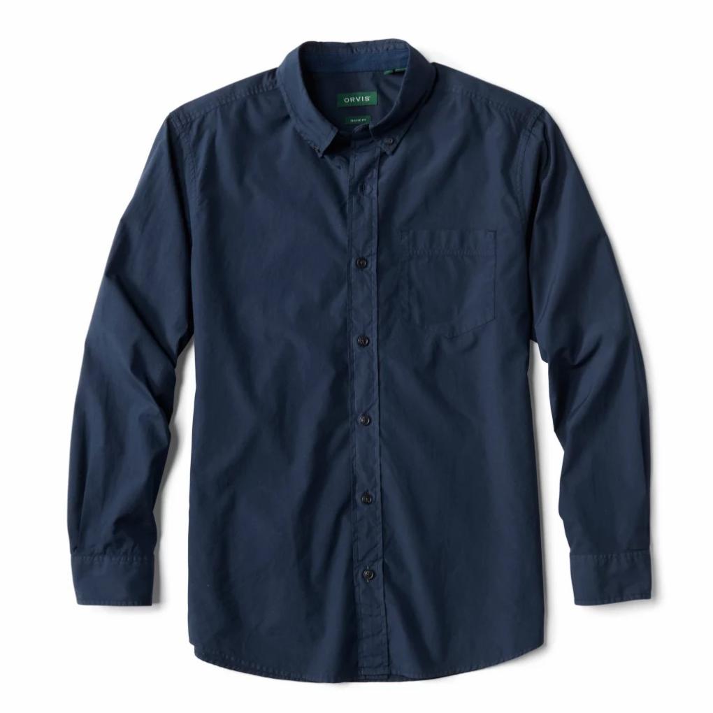 Orvis Button-Down Shirts | Garment-Dyed Poplin Long-Sleeve Shirt True Navy - Men