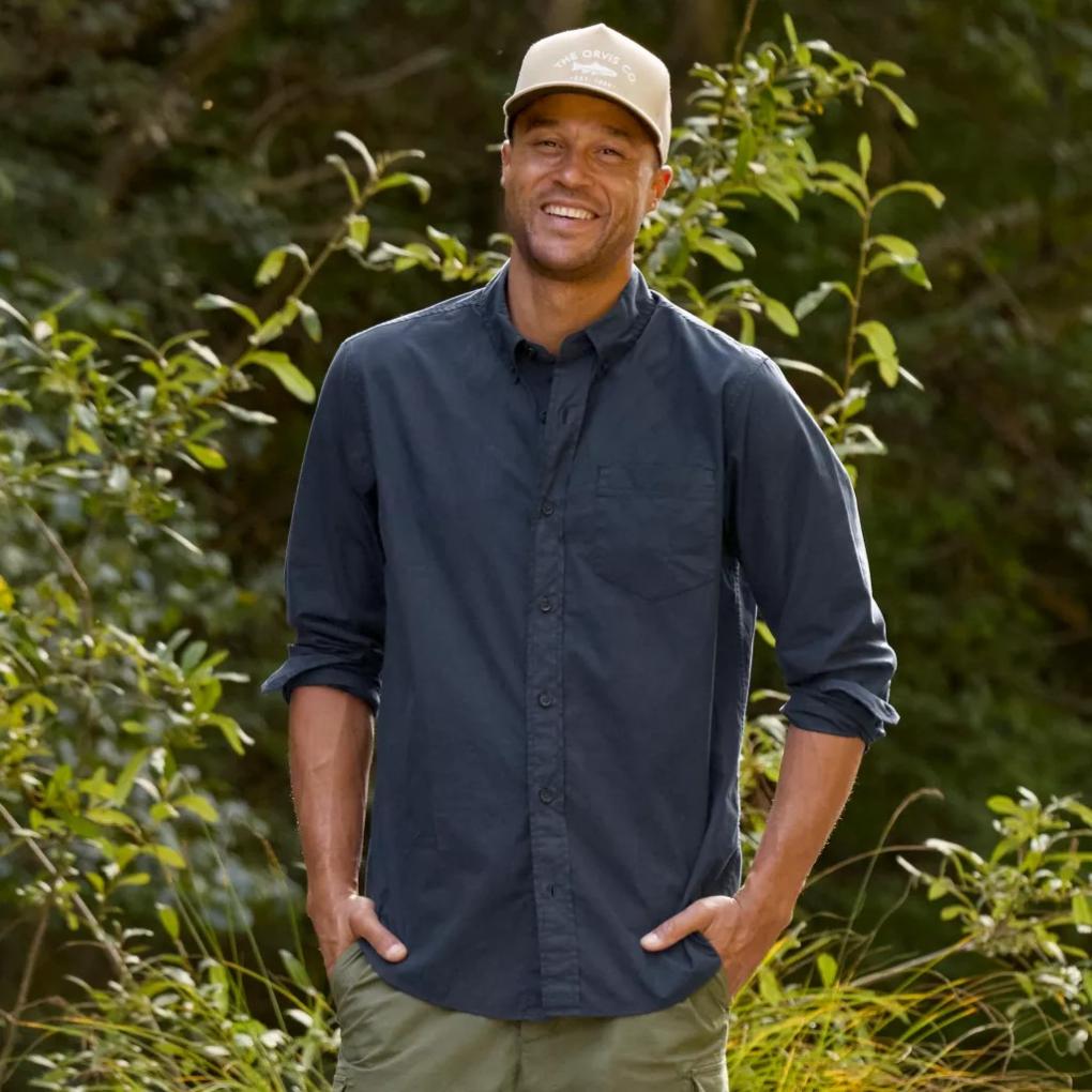 Orvis Button-Down Shirts | Garment-Dyed Poplin Long-Sleeve Shirt True Navy - Men