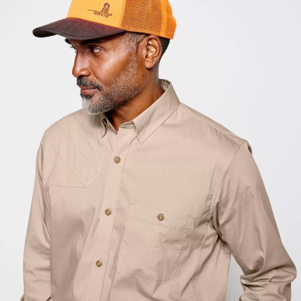 Orvis Button-Down Shirts | Men’s Featherweight Long-Sleeved Shooting Shirt Blaze Sand - Men/Hunt