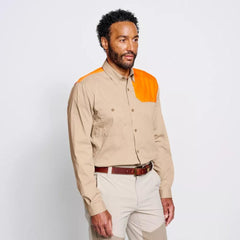 Orvis Button-Down Shirts | Men’s Left-Hand Long-Sleeved Featherweight Shooting Shirt Blaze Sand - Men/Hunt