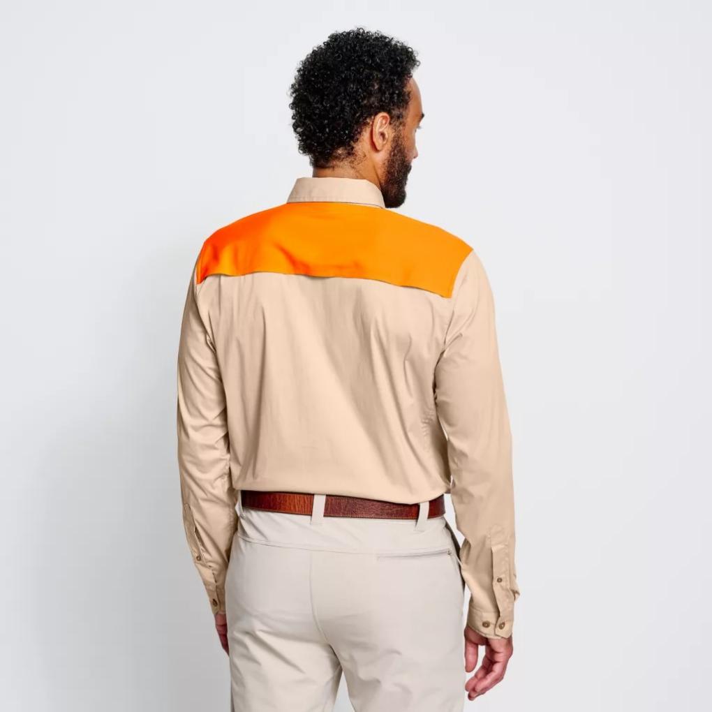 Orvis Button-Down Shirts | Men’s Left-Hand Long-Sleeved Featherweight Shooting Shirt Blaze Sand - Men/Hunt