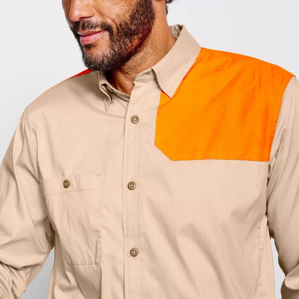 Orvis Button-Down Shirts | Men’s Left-Hand Long-Sleeved Featherweight Shooting Shirt Blaze Sand - Men/Hunt