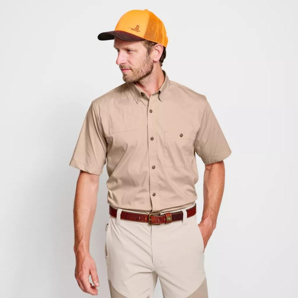 Orvis Button-Down Shirts | Men’s Short-Sleeved Featherweight Shooting Shirt Blaze Sand - Men/Hunt