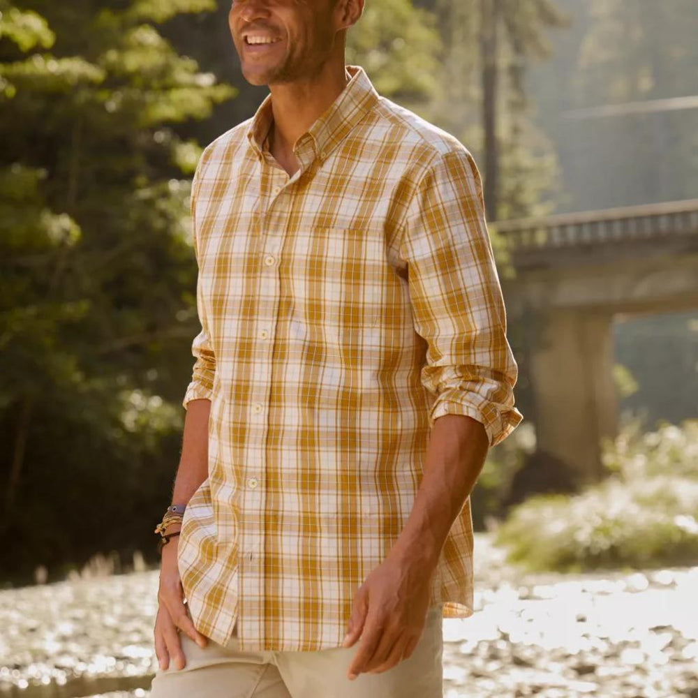 Orvis Button-Down Shirts | Men's Heritage Poplin Long-Sleeve Shirt Pilsner/snow - Men