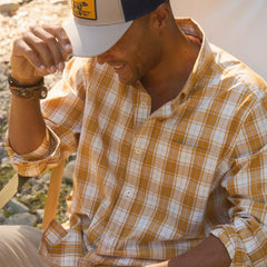 Orvis Button-Down Shirts | Men's Heritage Poplin Long-Sleeve Shirt Pilsner/snow - Men