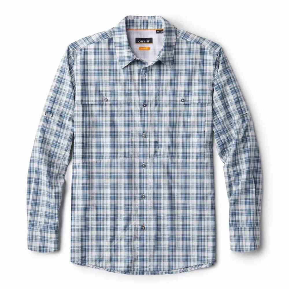 Orvis Button-Down Shirts | Men's Open Air Caster Plaid Long-Sleeve Shirt True Navy/white - Men/Fly Fishing