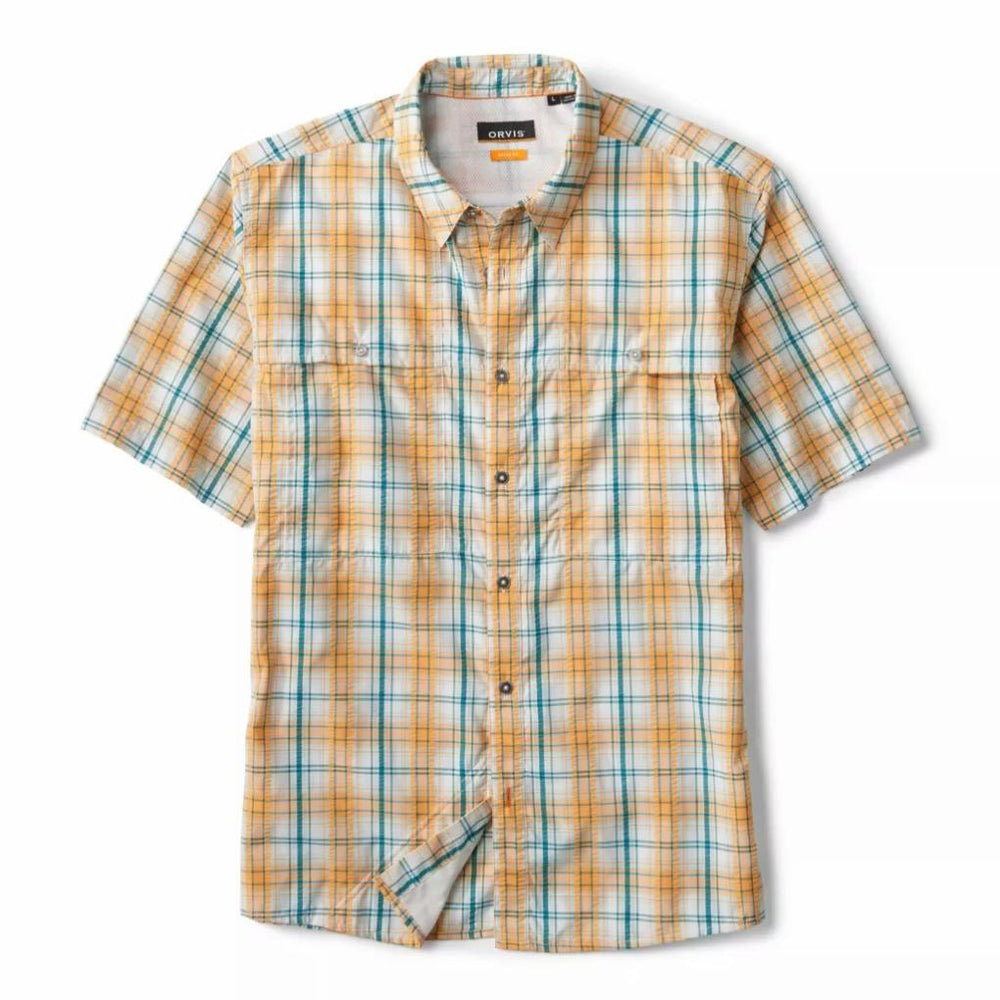 Orvis Button-Down Shirts | Men's Open Air Caster Plaid Short-Sleeve Shirt Tangerine/peacock - Men/Fly Fishing