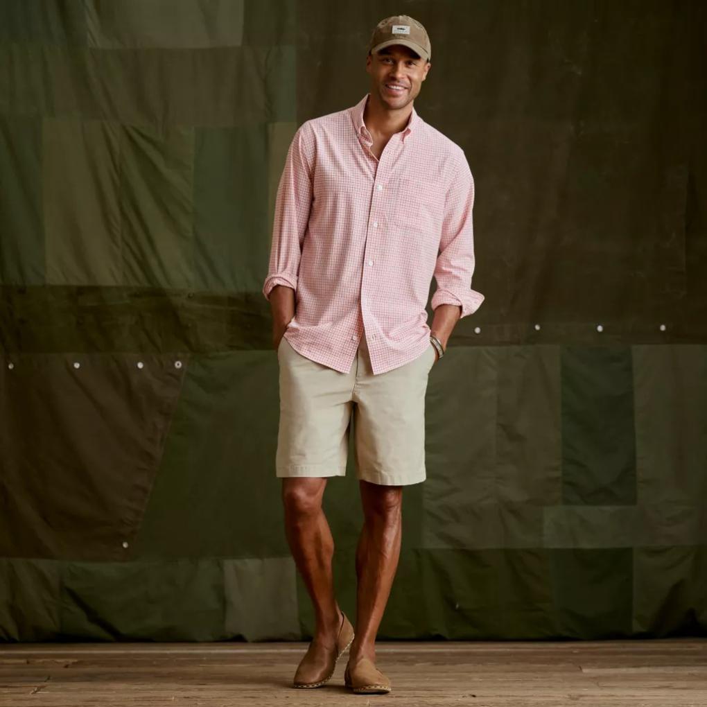 Orvis Button-Down Shirts | Men's Ultralight Comfort Stretch Long-Sleeve Shirt Red Clay/white - Men