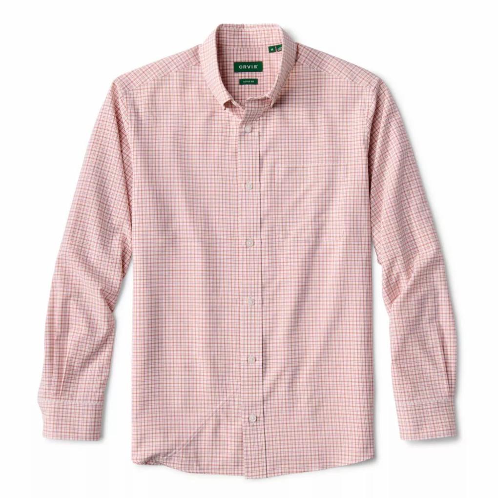 Orvis Button-Down Shirts | Men's Ultralight Comfort Stretch Long-Sleeve Shirt Red Clay/white - Men