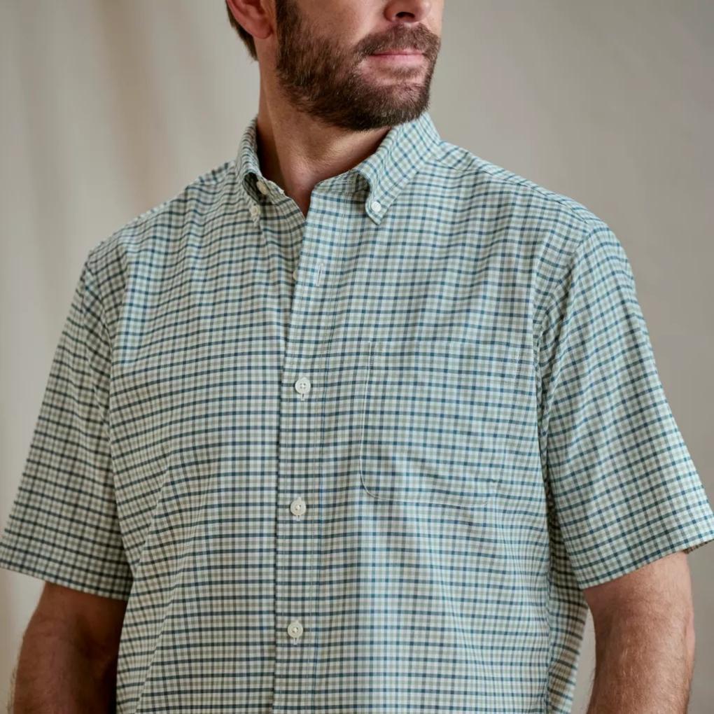 Orvis Button-Down Shirts | No-Work Short-Sleeve Shirt Blue Lagoon/aloe - Men