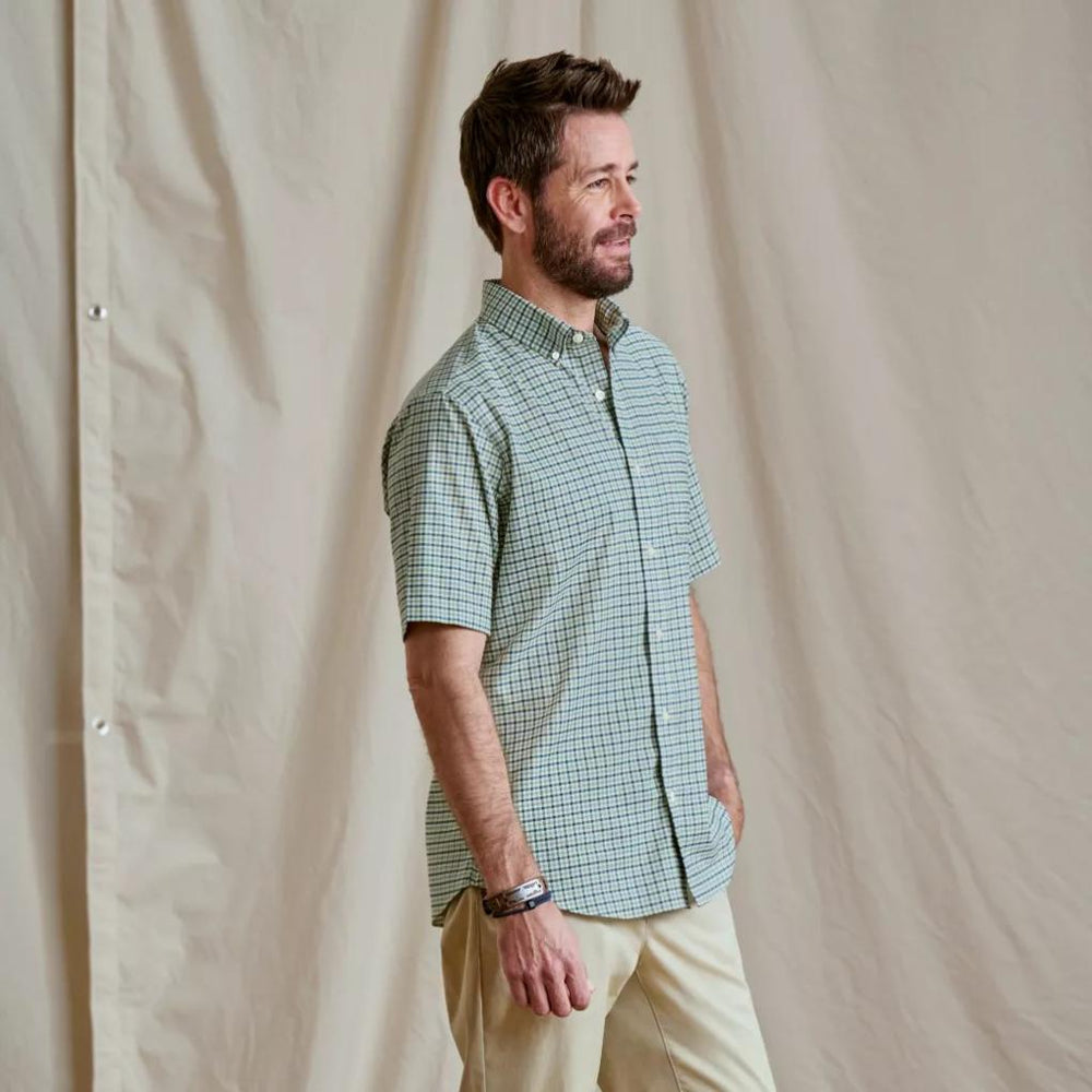 Orvis Button-Down Shirts | No-Work Short-Sleeve Shirt Blue Lagoon/aloe - Men