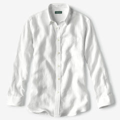 Orvis Button-Down Shirts | Pure Linen Long-Sleeve Shirt White - Men