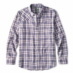 Orvis Button-Down Shirts | Space-Dyed Plaid Long-Sleeve Shirt True Navy/snow - Men