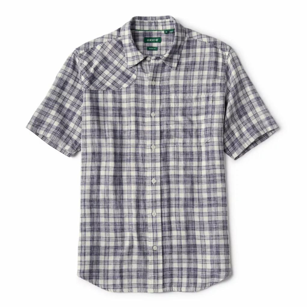 Orvis Button-Down Shirts | Space-Dyed Plaid Short-Sleeve Shirt True Navy/snow - Men