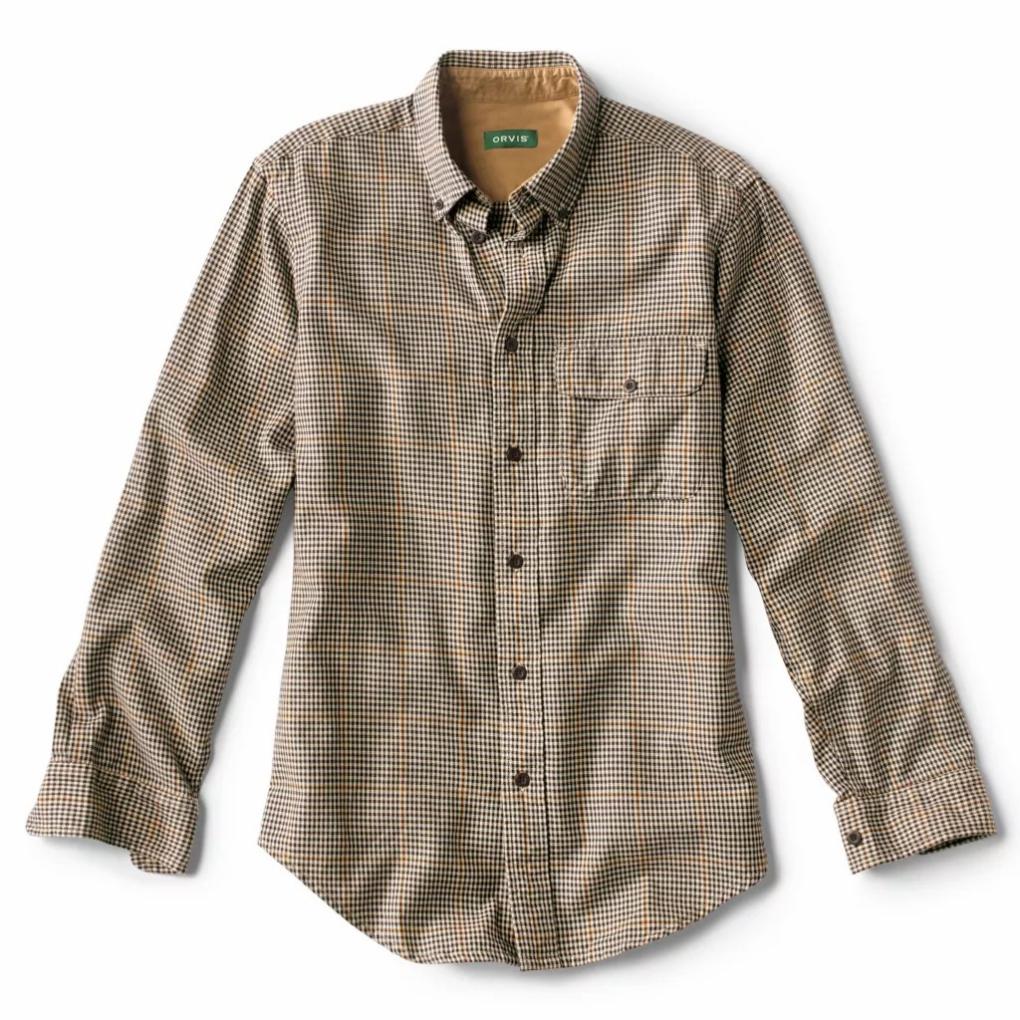 Orvis Button-Down Shirts | Spencer Houndstooth Pure Cotton Shirt Tan/navy - Men